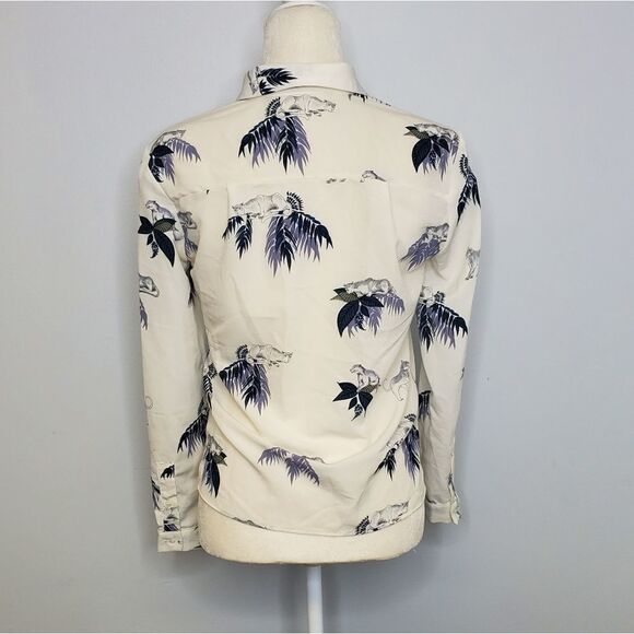 ZARA top big cat jungle button up casual top blouse XS - Picture 4 of 9